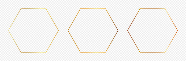 Gold glowing hexagon frame