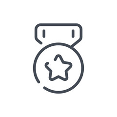 Medal with star line icon. Trophy award vector outline sign.