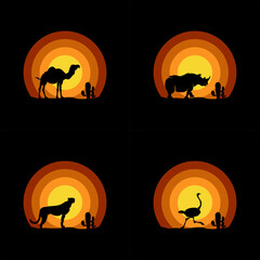 Set of animals logo design template Premium Vector