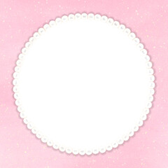 パールの丸フレームとピンク背景