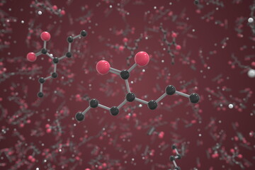 Obraz premium Molecule of Valproic acid. Molecular model, science related 3d rendering