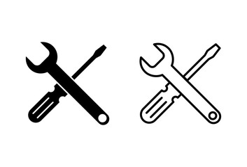 Repair tools icon set. tool icon vector. setting icon vector. Wrench and screwdriver. support, Service