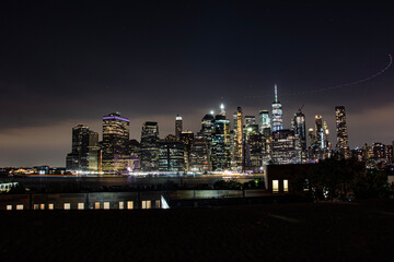 Fototapeta na wymiar city skyline at night new york manhattan
