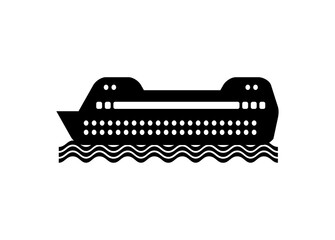 Passenger ship. Simple illustration in black and white