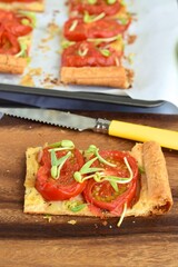 Tomato tart with mung bean sprouts