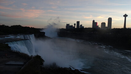 sunset over the niagra falls