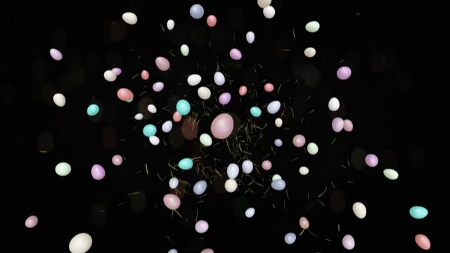 Color easter eggs jumping in slow motion 4K