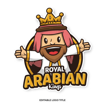 Arabian King Mascot Logo Cartoon Design Template