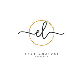 EL Initial letter handwriting and signature logo. A concept handwriting initial logo with template element.