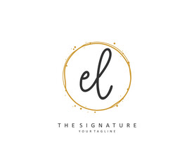 EL Initial letter handwriting and signature logo. A concept handwriting initial logo with template element.