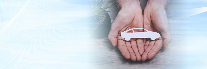 Concept of car insurance; panoramic banner