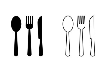 spoon and fork icon set. spoon, fork and knife icon vector. restaurant icon