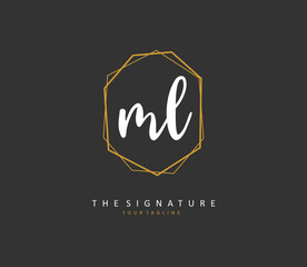 ML Initial letter handwriting and signature logo. A concept handwriting initial logo with template element.