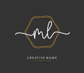 ML Initial letter handwriting and signature logo. A concept handwriting initial logo with template element.