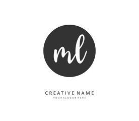 ML Initial letter handwriting and signature logo. A concept handwriting initial logo with template element.