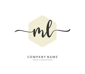 ML Initial letter handwriting and signature logo. A concept handwriting initial logo with template element.