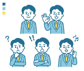 Pose set for men in suits