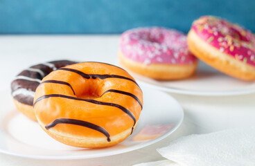 Doughnuts on a white plate