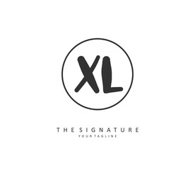 XL Initial letter handwriting and signature logo. A concept handwriting initial logo with template element.