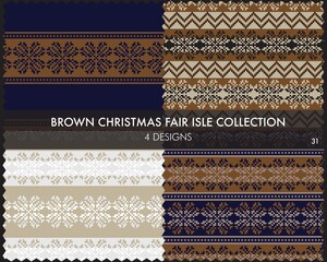 Brown Christmas Fair Isle Seamless Pattern Collection