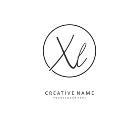 XL Initial letter handwriting and signature logo. A concept handwriting initial logo with template element.