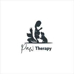 Paw Therapy  specialist logo design template and Animal Therapy 