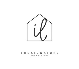 IL Initial letter handwriting and signature logo. A concept handwriting initial logo with template element.