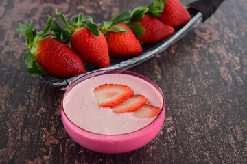 Fresh organic strawberry smoothie 