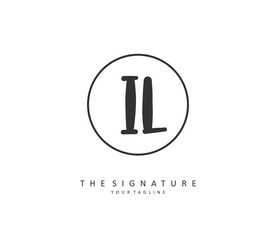 IL Initial letter handwriting and signature logo. A concept handwriting initial logo with template element.