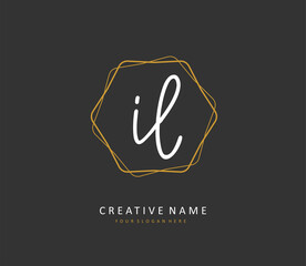 IL Initial letter handwriting and signature logo. A concept handwriting initial logo with template element.