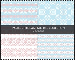 Pastel Christmas Fair Isle Seamless Pattern Collection