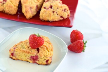 Freshly homemade baked strawberry scones