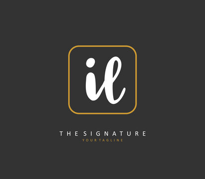 IL Initial letter handwriting and signature logo. A concept handwriting initial logo with template element.