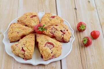 Freshly homemade baked strawberry scones