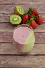 strawberry kiwi smoothie. Healthy breakfast fruit smoothie