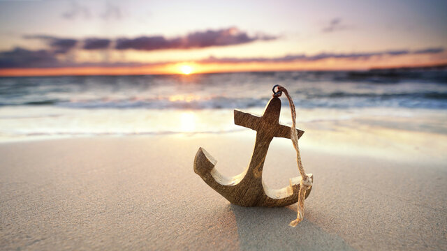 Anker im Sommer am Strand