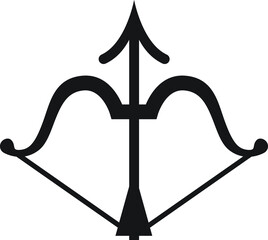 Bow ans arrow isolated black vector flat icon