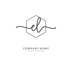 EL Initial letter handwriting and signature logo. A concept handwriting initial logo with template element.