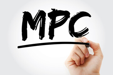 MPC - Marginal Propensity to Consume acronym with marker, business concept background