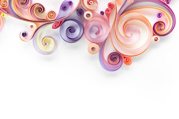 Abstract background with curls of scrolled paper for quilling. Quilling paper art banner. Paper...