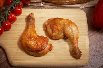roasted chicken on a table