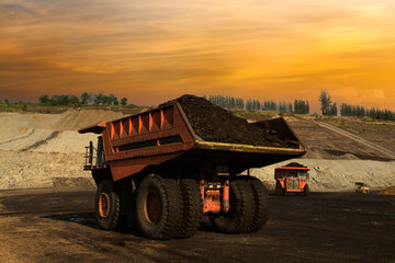 Coal mining. The truck transporting coal, Thailand.