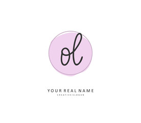 OL Initial letter handwriting and signature logo. A concept handwriting initial logo with template element.