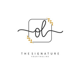 OL Initial letter handwriting and signature logo. A concept handwriting initial logo with template element.