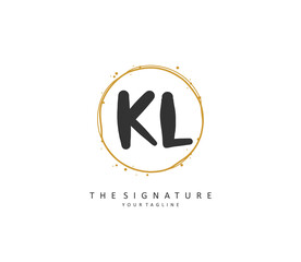 KL Initial letter handwriting and signature logo. A concept handwriting initial logo with template element.