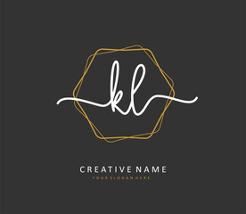 KL Initial letter handwriting and signature logo. A concept handwriting initial logo with template element.