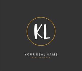 KL Initial letter handwriting and signature logo. A concept handwriting initial logo with template element.