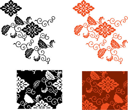 平安有職文様_花菱唐草（はなびしからくさ）_タイル