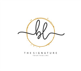 BL Initial letter handwriting and signature logo. A concept handwriting initial logo with template element.