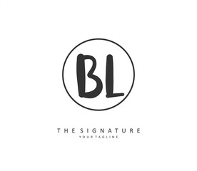 BL Initial letter handwriting and signature logo. A concept handwriting initial logo with template element.